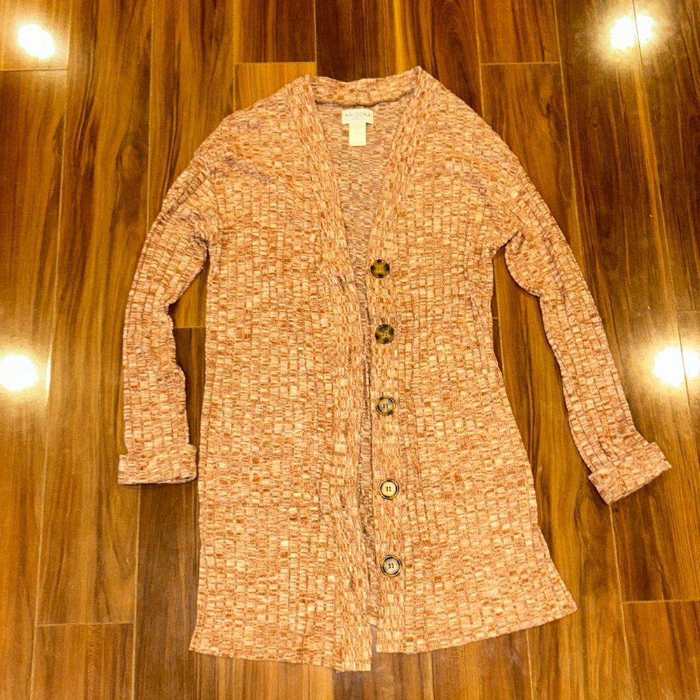 Arizona heathered burnt orange button down cardigan